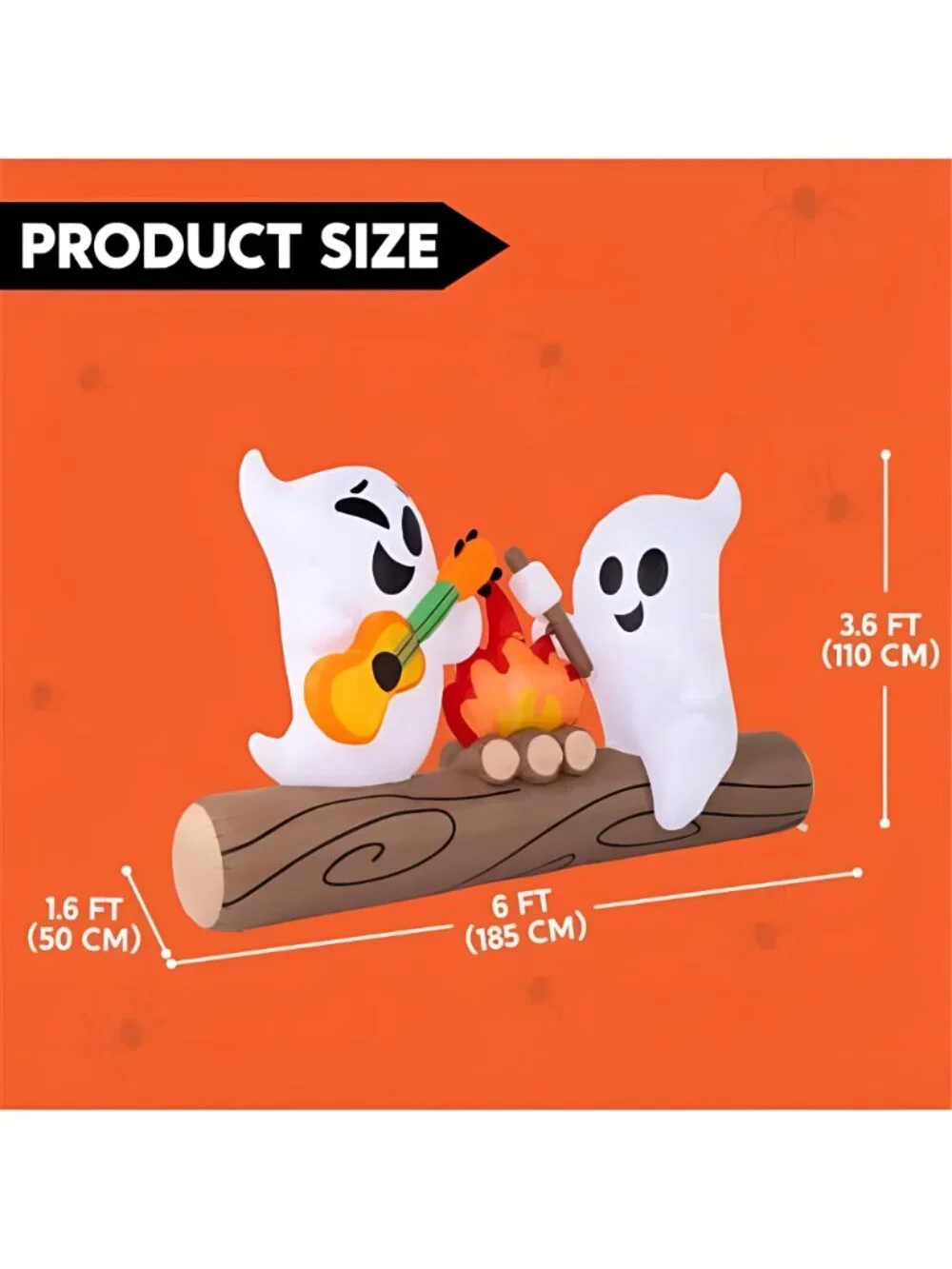 6ft Long Halloween Inflatable Ghost Outdoor Decoration, Cute Blow Up